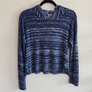 Baja Marled Blue Fine Knit Hooded Sweater